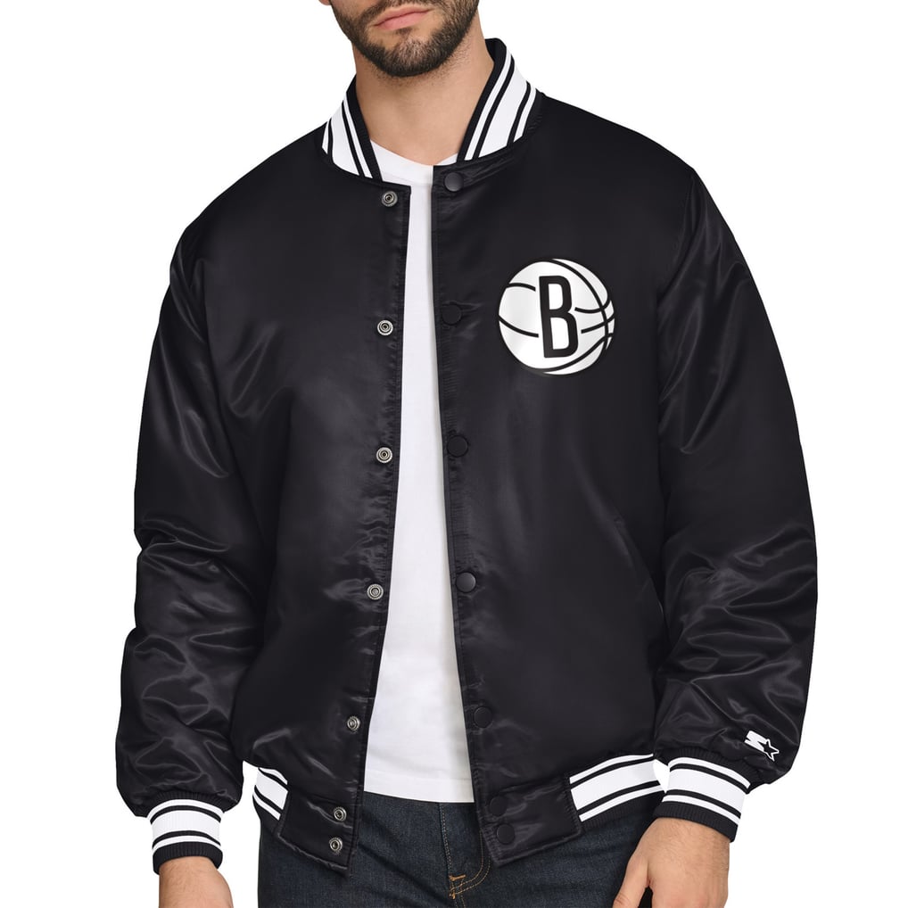  Brooklyn Nets Starter Triangle Full-Snap Varsity Jacket - Black