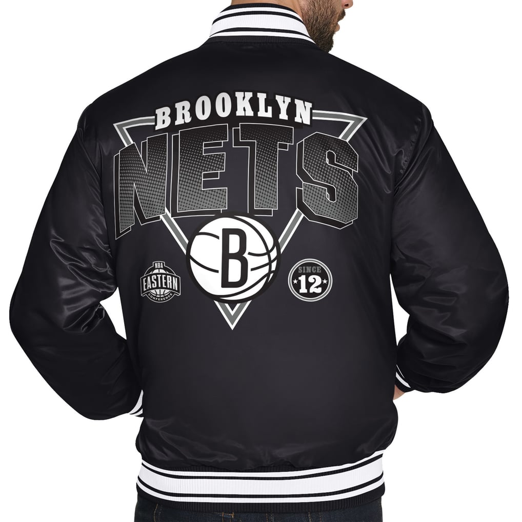  Brooklyn Nets Starter Triangle Full-Snap Varsity Jacket - Black