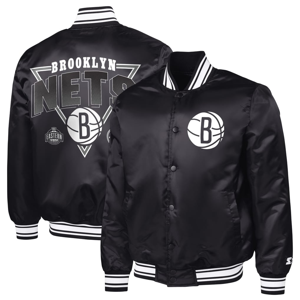  Brooklyn Nets Starter Triangle Full-Snap Varsity Jacket - Black