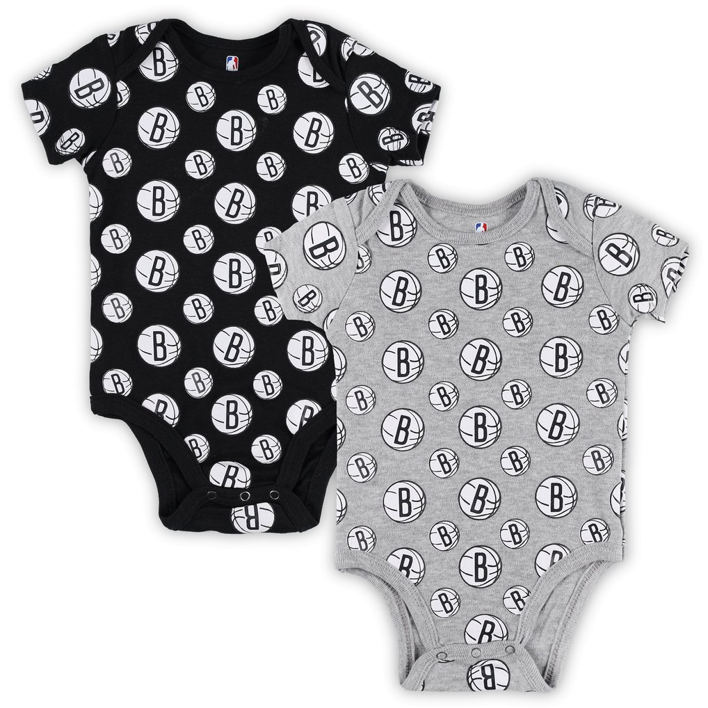 Brooklyn Nets Newborn & Infant Two-Pack Double Up Bodysuit Set - Gray