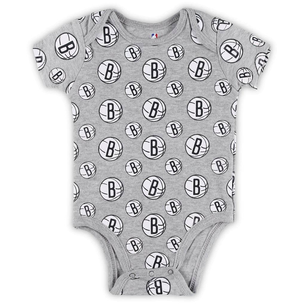 Brooklyn Nets Newborn & Infant Two-Pack Double Up Bodysuit Set - Gray