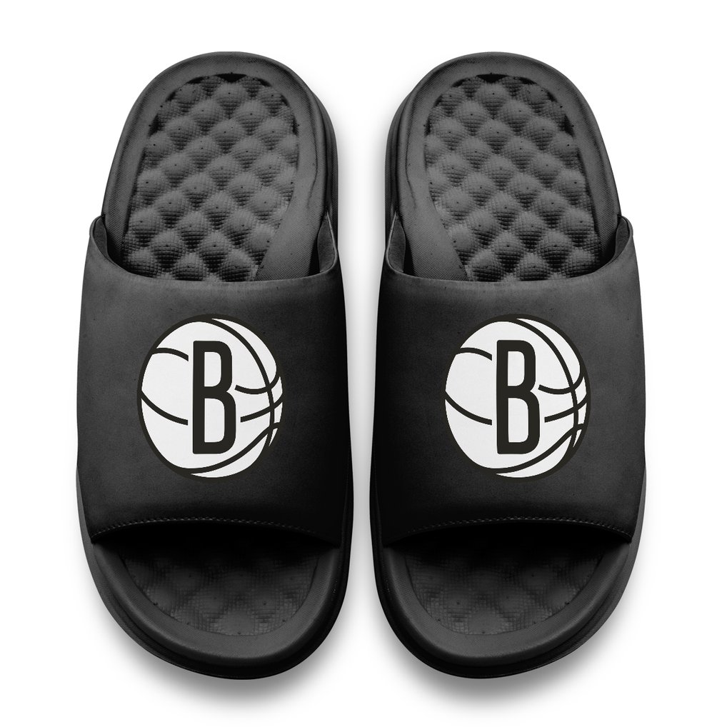 Brooklyn Nets ISlide Unisex Primary Motive Slide Sandals - Black