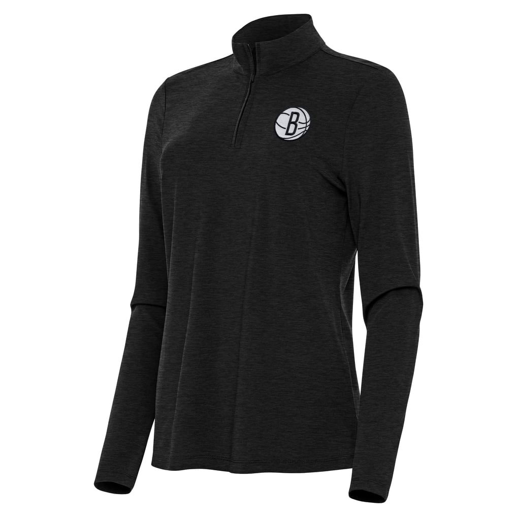  Brooklyn Nets Antigua Women's Bright Quarter-Zip Top - Heather Black