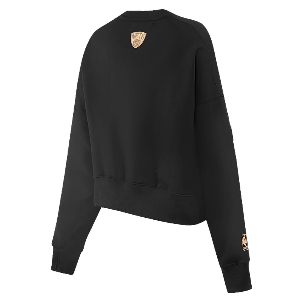  Brooklyn Nets Pro Standard Women's Glam Cropped Pullover Sweatshirt - Black