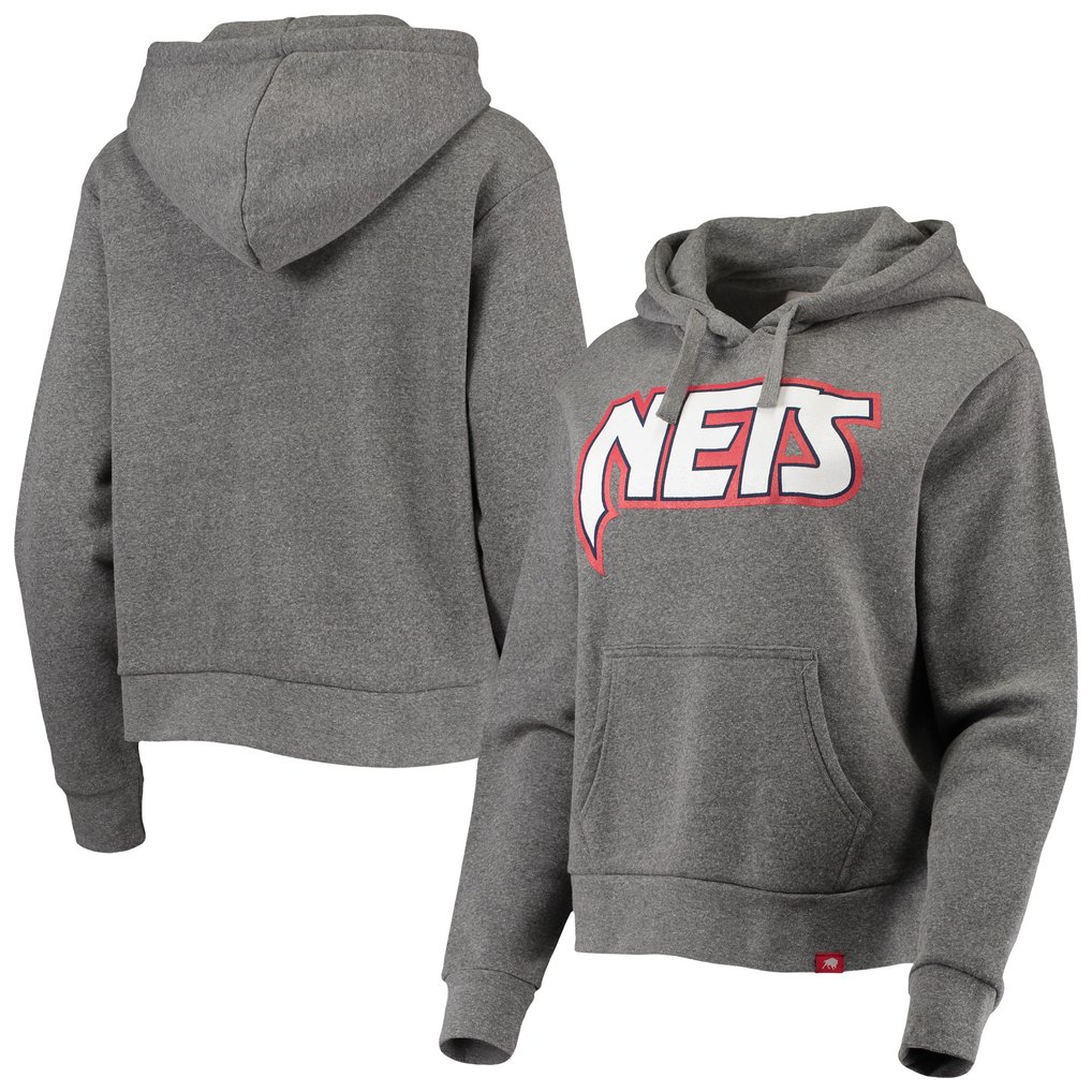 Brooklyn Nets Sportiqe Women's Moments Mixtape Ava Tri-Blend Pullover Hoodie - Heathered Gray