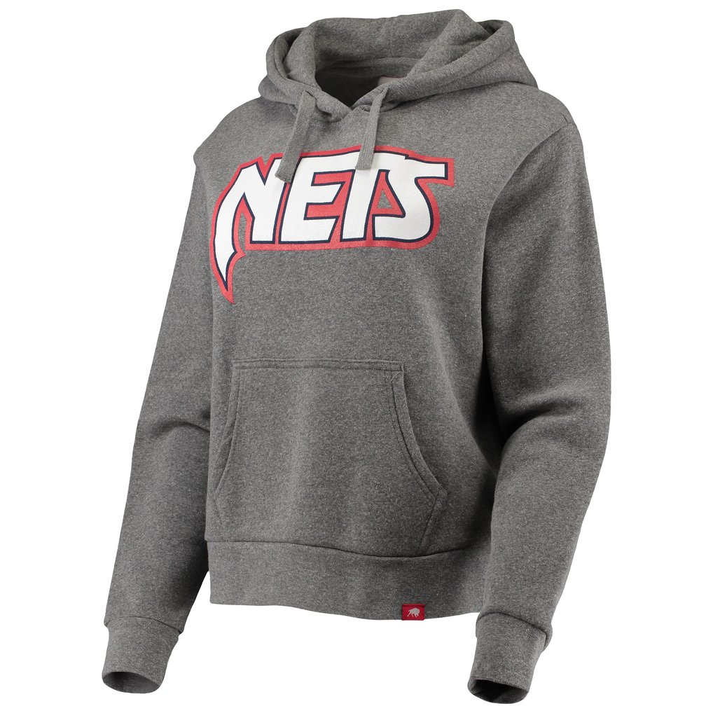 Brooklyn Nets Sportiqe Women's Moments Mixtape Ava Tri-Blend Pullover Hoodie - Heathered Gray