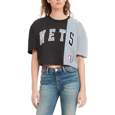 Brooklyn Nets Tommy Jeans Women's Betsy Relaxed Crop T-Shirt - Black/White