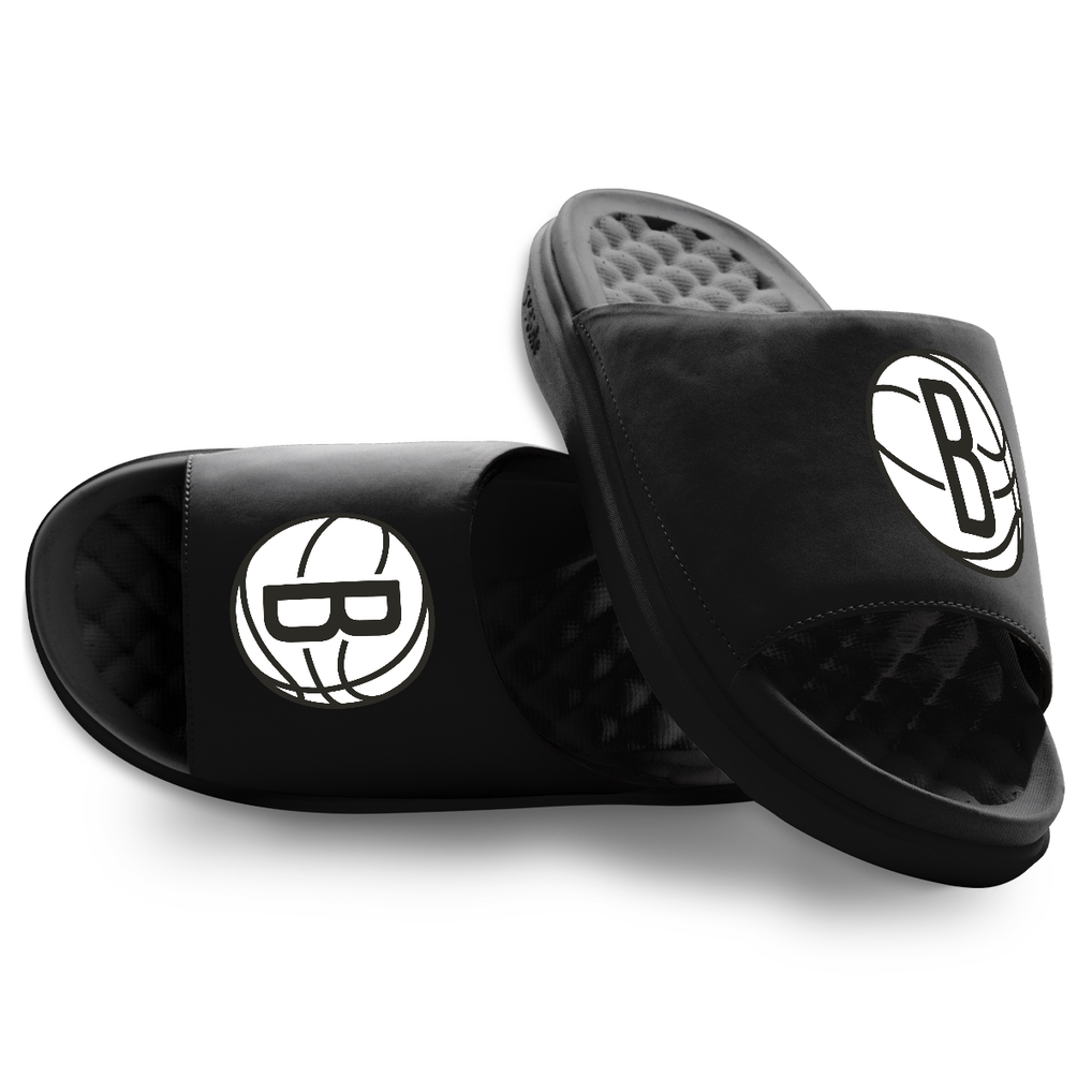 Brooklyn Nets ISlide Youth Primary Motive Slide Sandals - Black