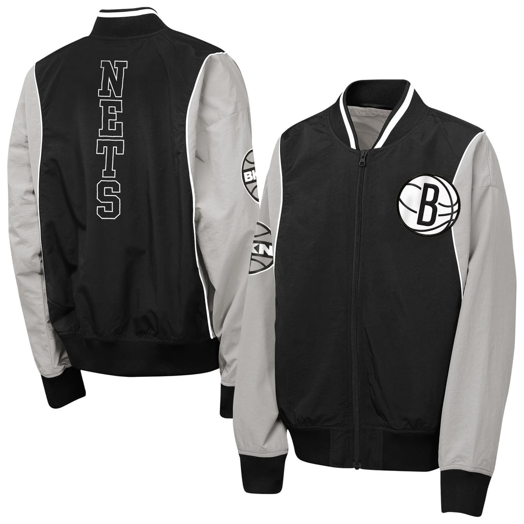 Brooklyn Nets Outerstuff Youth Two-Pointer Full-Zip Windbreaker - Black/Gray