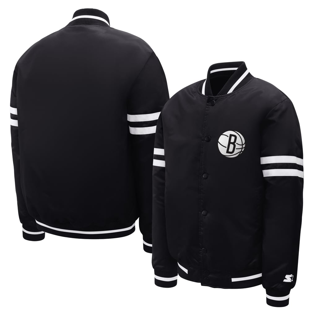  Brooklyn Nets Starter Youth Satin Full-Snap Varsity Jacket - Black