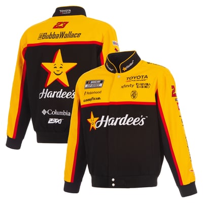 Bubba Wallace JH Design 2026 Hardee's Full-Snap Twill Racing Jacket - Black