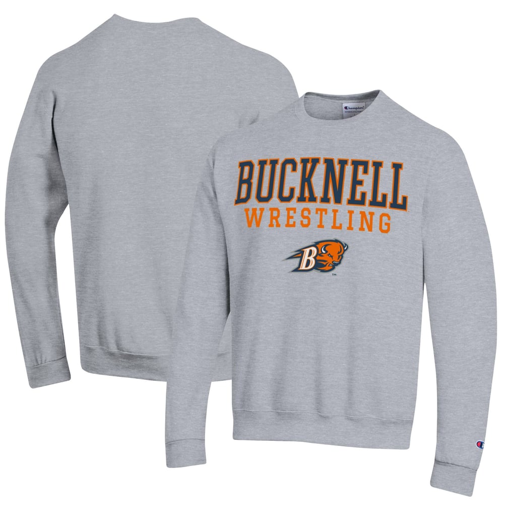 Bucknell Bison Champion Wrestling Stack Logo Powerblend Pullover Sweatshirt - Heather Gray
