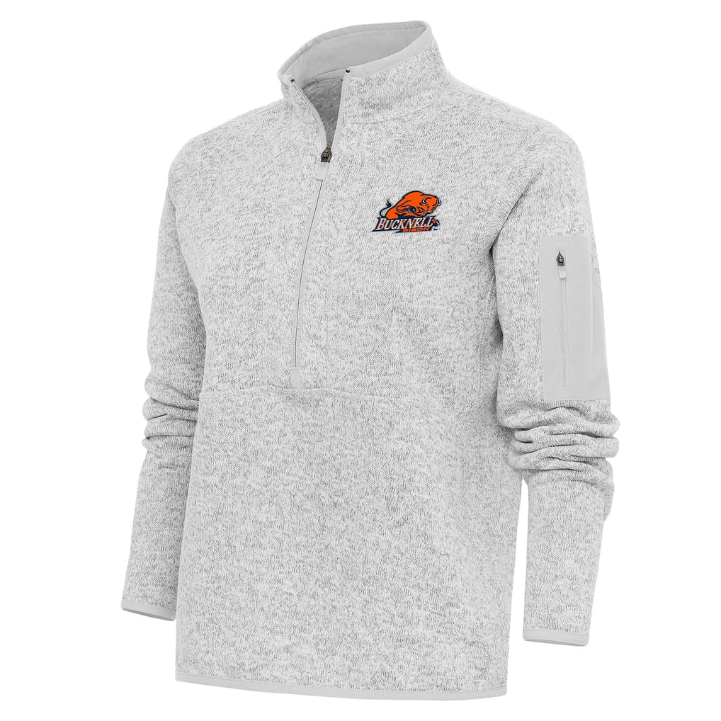 Bucknell Bison Antigua Women's Fortune Half-Zip Pullover Top - Heather Gray