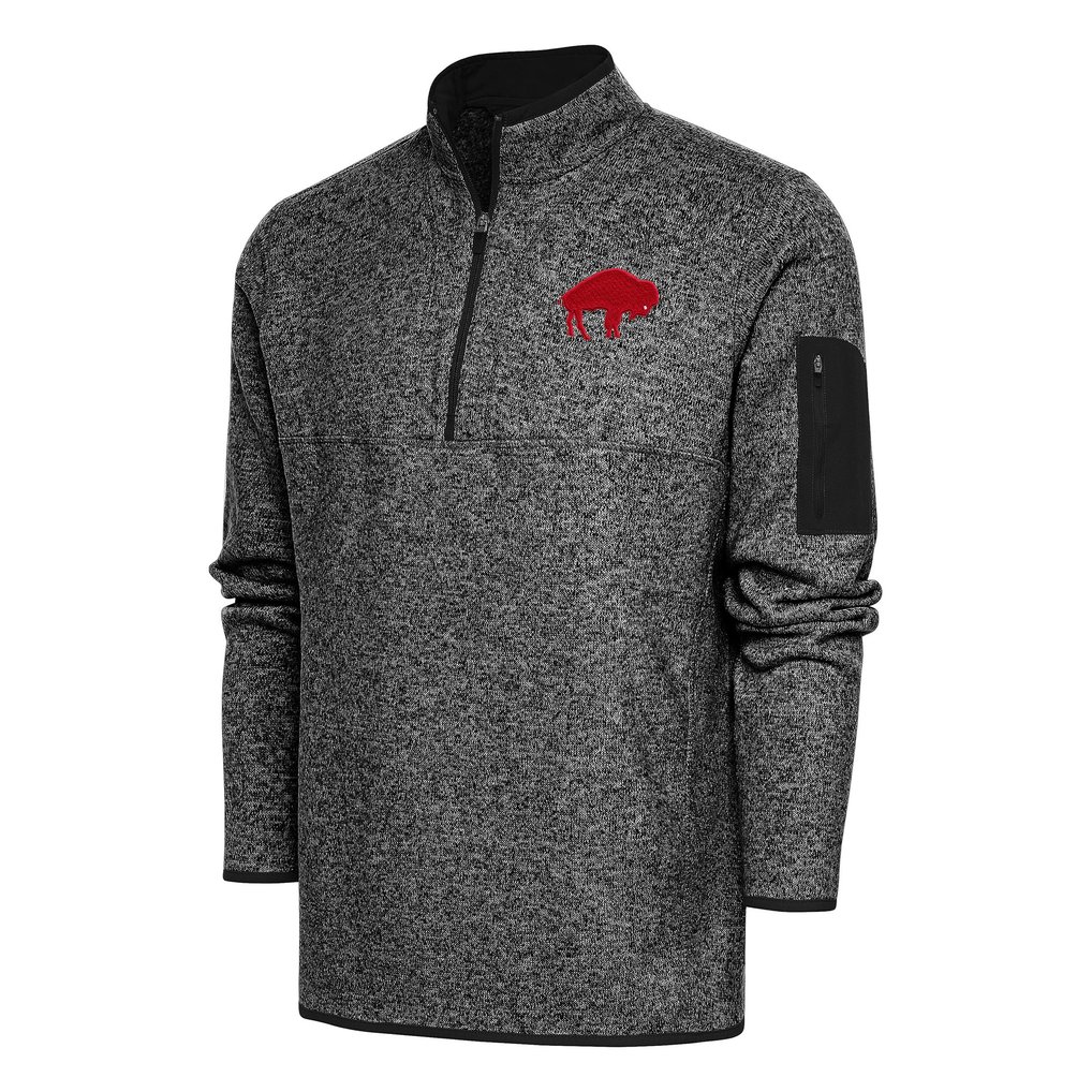 Buffalo Bills Antigua Throwback Fortune Big & Tall Quarter-Zip Pullover Jacket - Heather Black