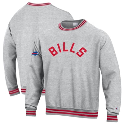 Buffalo Bills Champion Reverse Weave Yarn Dye Sweatshirt - Heather Gray/Red