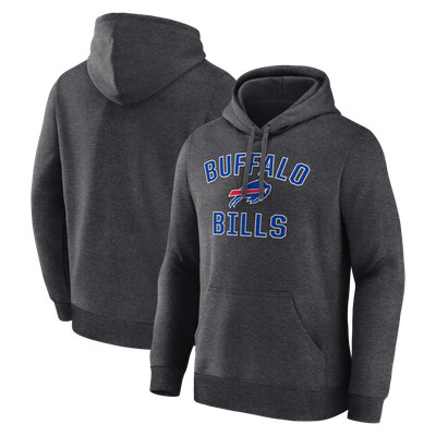 Buffalo Bills Logo Athletic Arch Victory Hoodie - Heather Charcoal