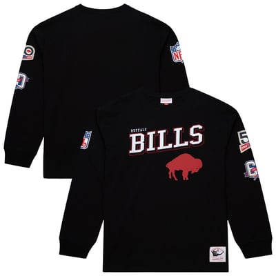  Buffalo Bills Mitchell & Ness Training Camp Vintage Logos Long Sleeve T-Shirt - Black