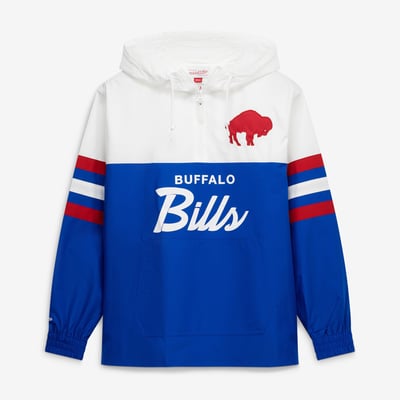  Buffalo Bills Mitchell & Ness Head Coach Anorak Quarter-Zip Windbreaker Jacket - Royal