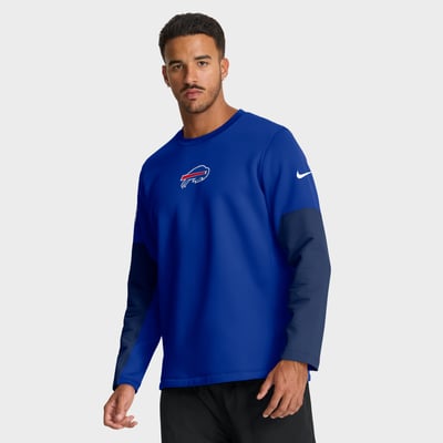Buffalo Bills Nike Sideline Coaches Midweight Therma-FIT Crew Pullover - Royal