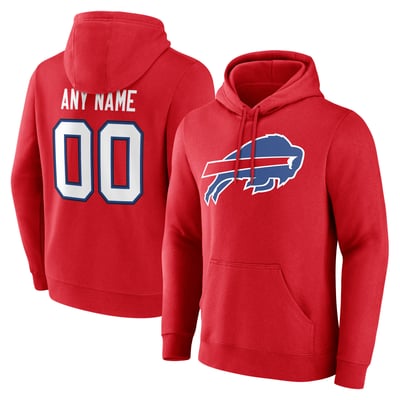 Buffalo Bills Team Authentic Personalized Name & Number Hoodie - Red
