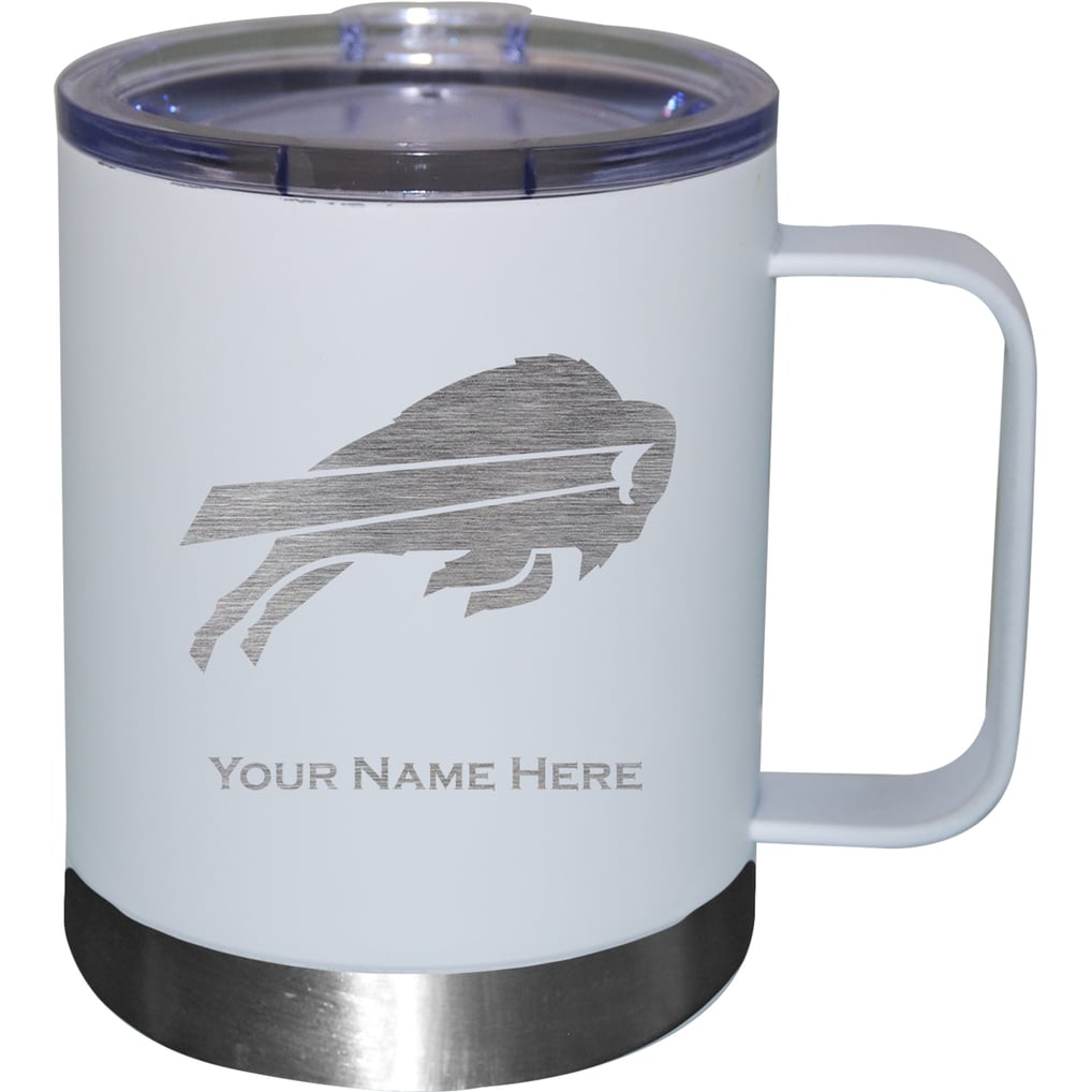 Buffalo Bills 12oz. Personalized Stainless Steel Lowball with Handle - White