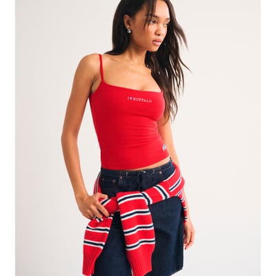 Buffalo Bills Abercrombie & Fitch Women's Bra-Free Seamless Fabric 90s Cami Top - Red