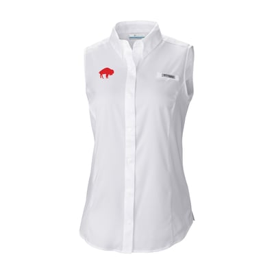 Buffalo Bills Columbia Women's Historic Tamiami Omni-Shade Sleeveless Button-Up Shirt - White