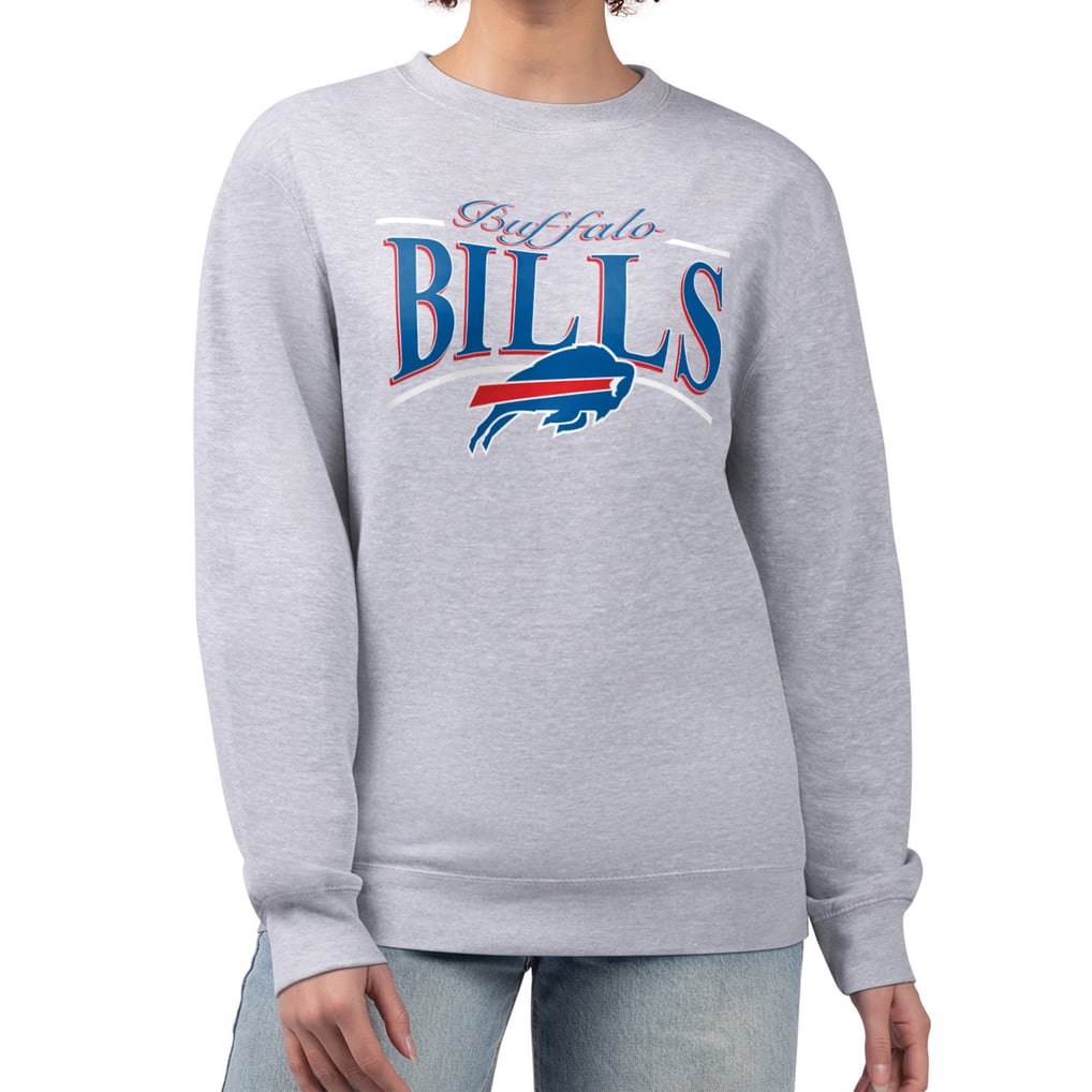 Buffalo Bills Starter Women's Arch Stripe Fleece Pullover Sweatshirt - Gray