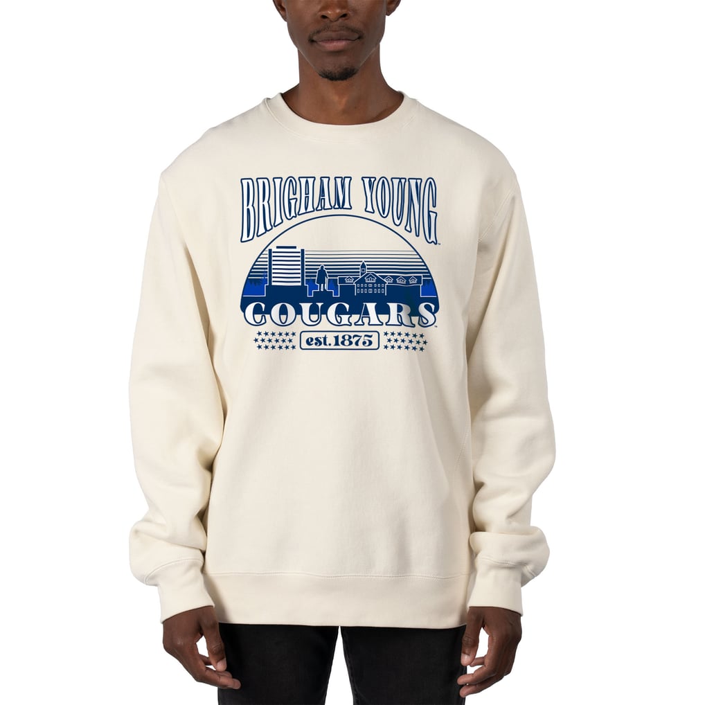 BYU Cougars Uscape Apparel Premium Heavyweight Pullover Sweatshirt - Cream