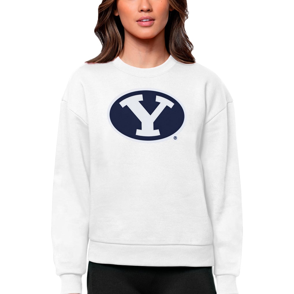 BYU Cougars Antigua Women's Victory Crewneck Pullover Sweatshirt - White