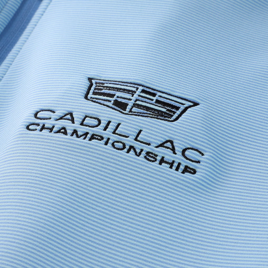 Cadillac Championship Peter Millar Men's Perth Sugar Stripe Performance Quarter-Zip Pullover - Blue