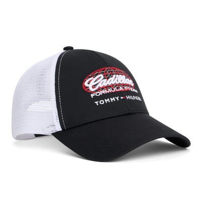 Tommy Hilfiger x Cadillac F1 Team Script Adjustable Trucker Hat - Black/White