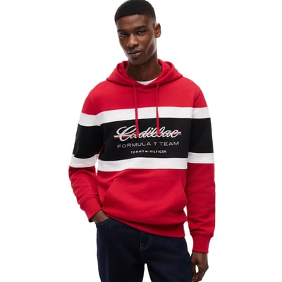 Tommy Hilfiger x Cadillac F1 Team Colorblock Stripe Hoodie - Red