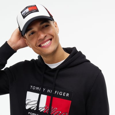  Cadillac F1 Team Tommy Hilfiger Unisex Flag Trucker Adjustable Hat - White