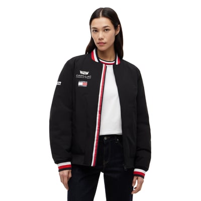 Tommy Hilfiger x Cadillac F1 Team Full-Zip Replica Stripe Bomber Jacket - Black - Unisex