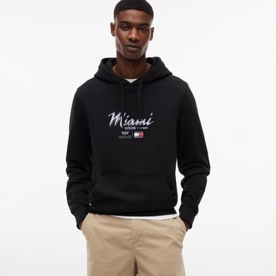  Tommy Hilfiger x Cadillac F1 Team Unisex Miami Graphic Hoodie - Black