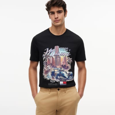  Tommy Hilfiger x Cadillac F1 Team Unisex Miami Graphic T-Shirt - Black