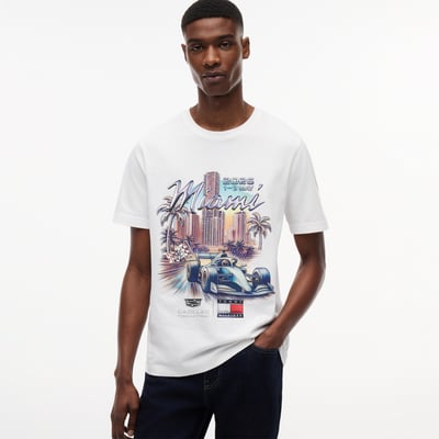  Tommy Hilfiger x Cadillac F1 Team Unisex Miami Graphic T-Shirt - White