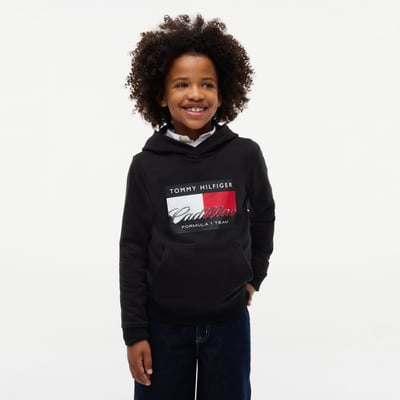 Cadillac F1 Team Tommy Hilfiger Youth Graphic Flag Hoodie - Black