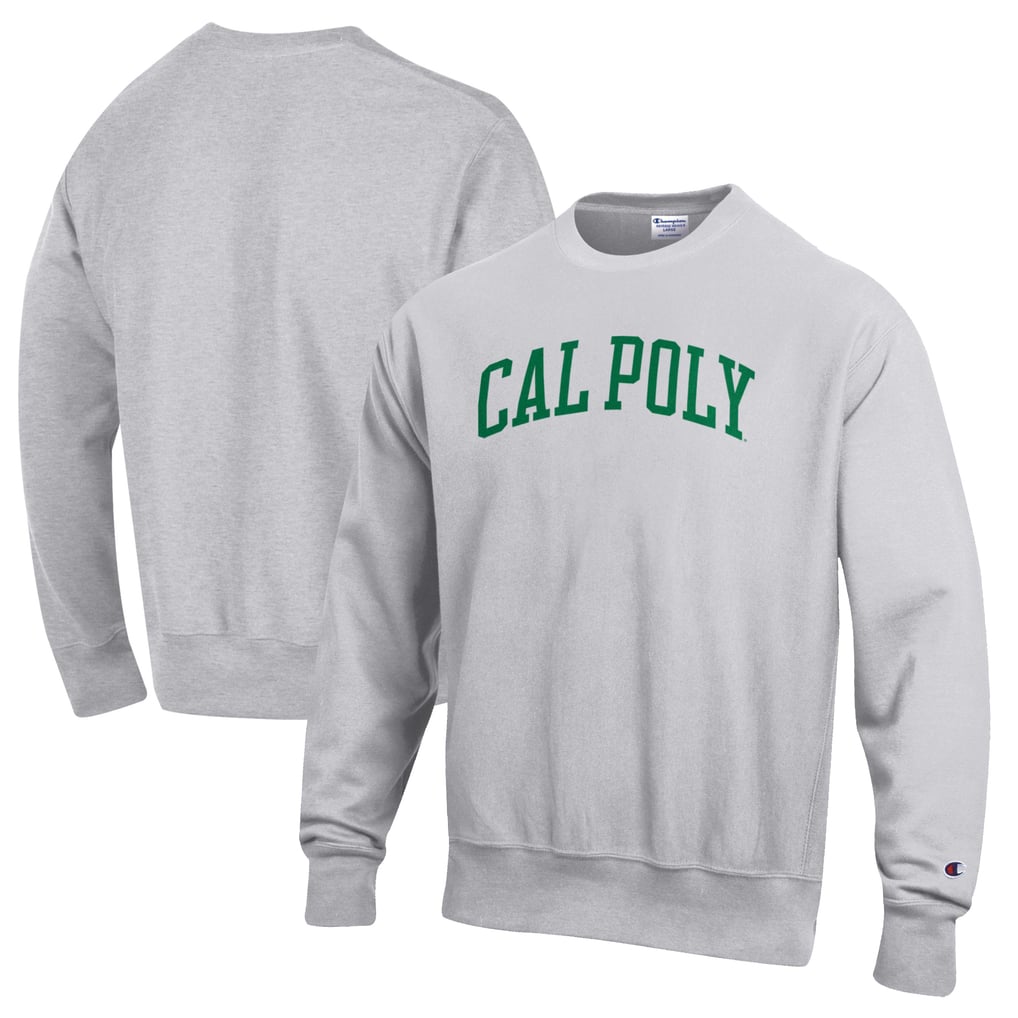 Cal Poly Mustangs Champion Reverse Weave Fleece Crewneck Sweatshirt - Heathered Gray
