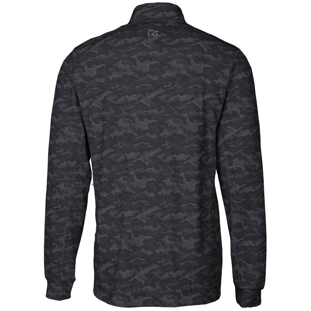 Cal Poly Mustangs Cutter & Buck Big & Tall Traverse Camo Print Stretch Quarter-Zip Pullover Top - Black