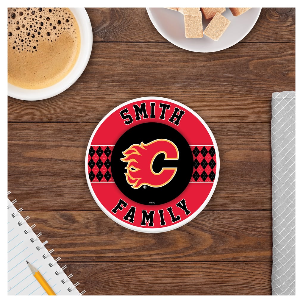 Calgary Flames 4" Personalized Circular Coasters 4-Pack Set