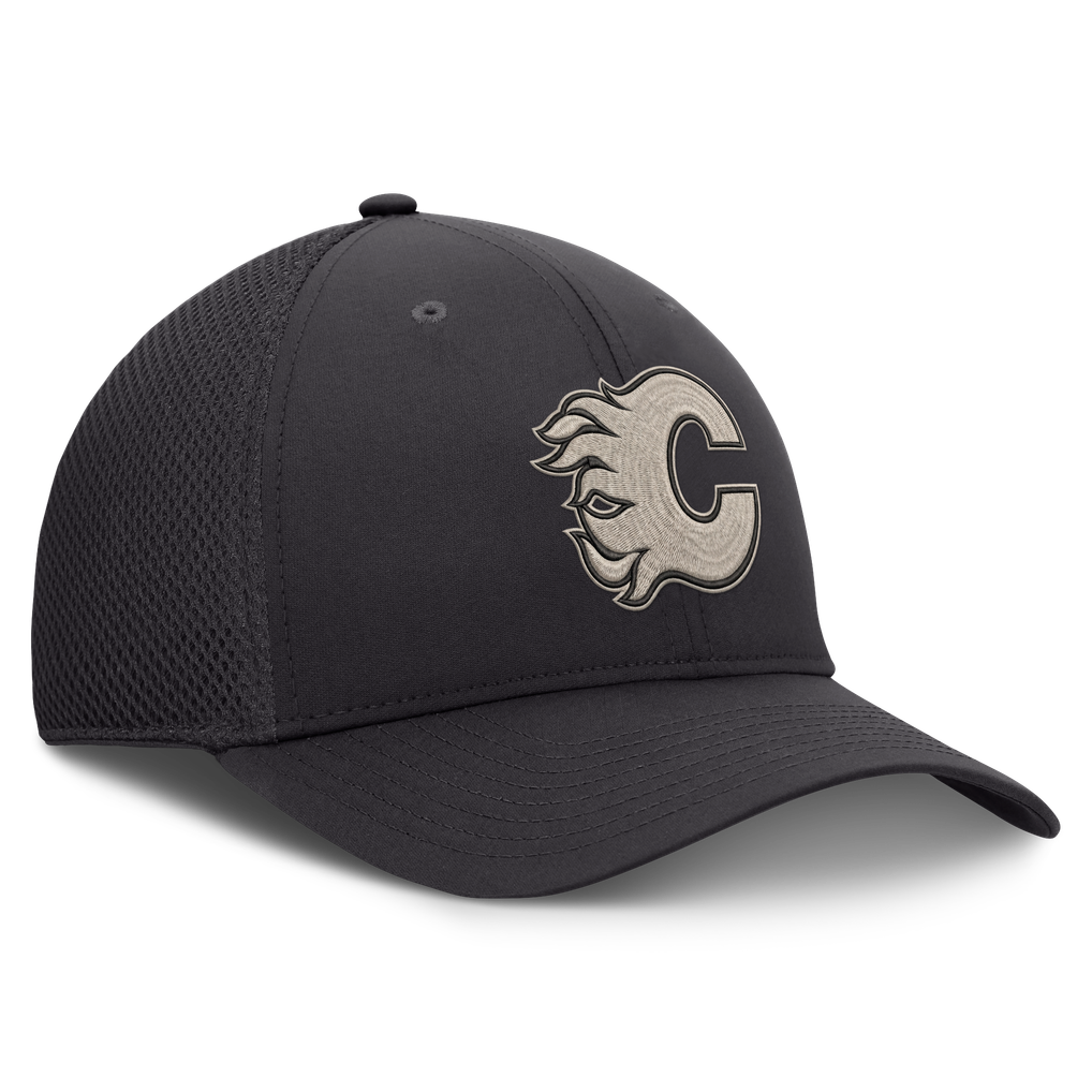 Calgary Flames Fanatics Road Meshback Stretch Hat - Charcoal