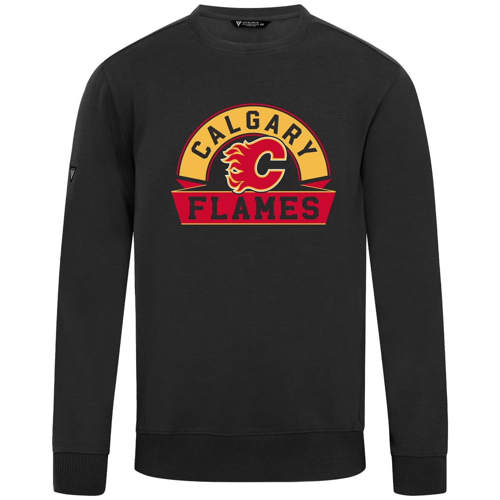 Calgary Flames Levelwear Zane Banner Arch Pullover Sweatshirt - Black