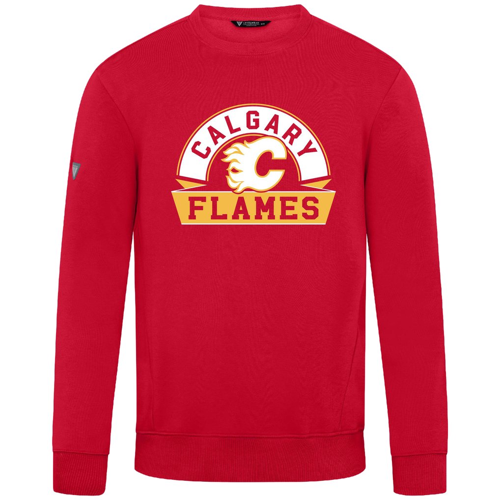 Calgary Flames Levelwear Zane Banner Arch Pullover Sweatshirt - Red