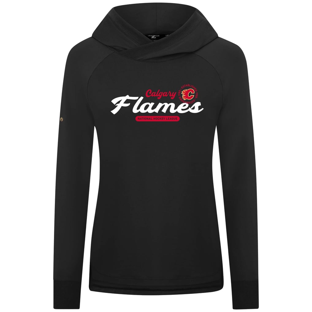  Calgary Flames Levelwear Women's Slender Monument Raglan Pullover Hoodie - Black