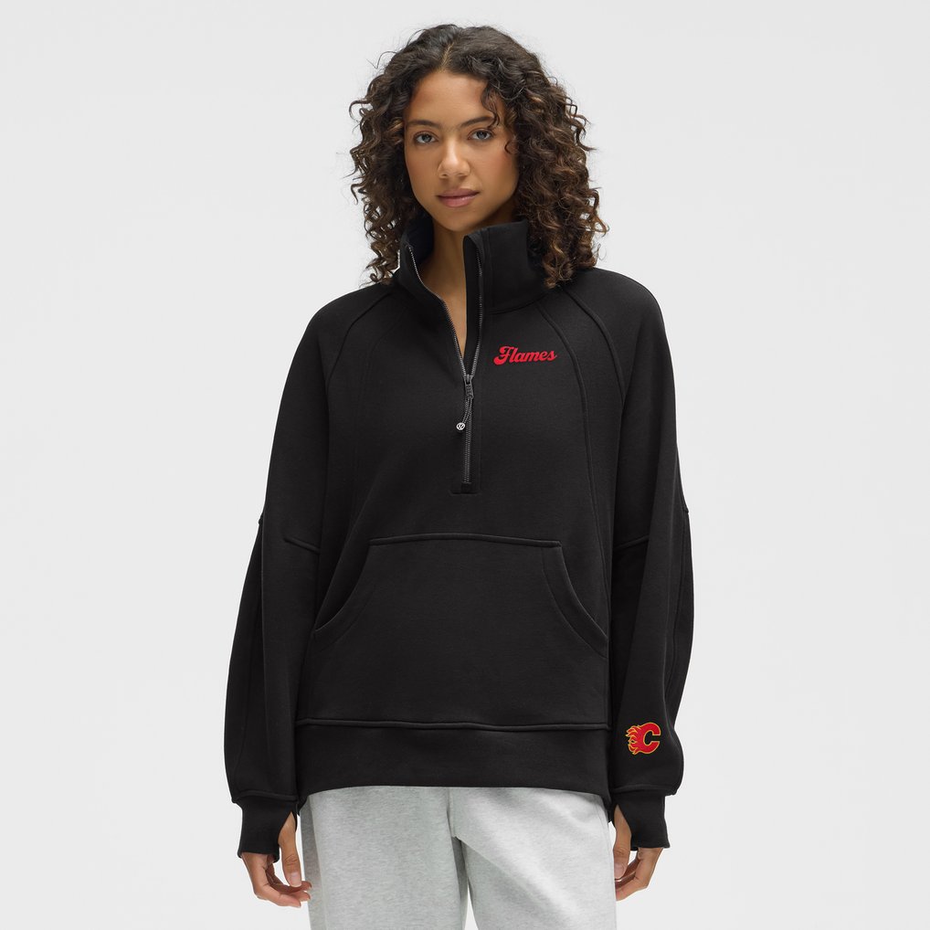  Calgary Flames lululemon Women's Long Scuba Oversized Half-Zip Funnel Neck - Black
