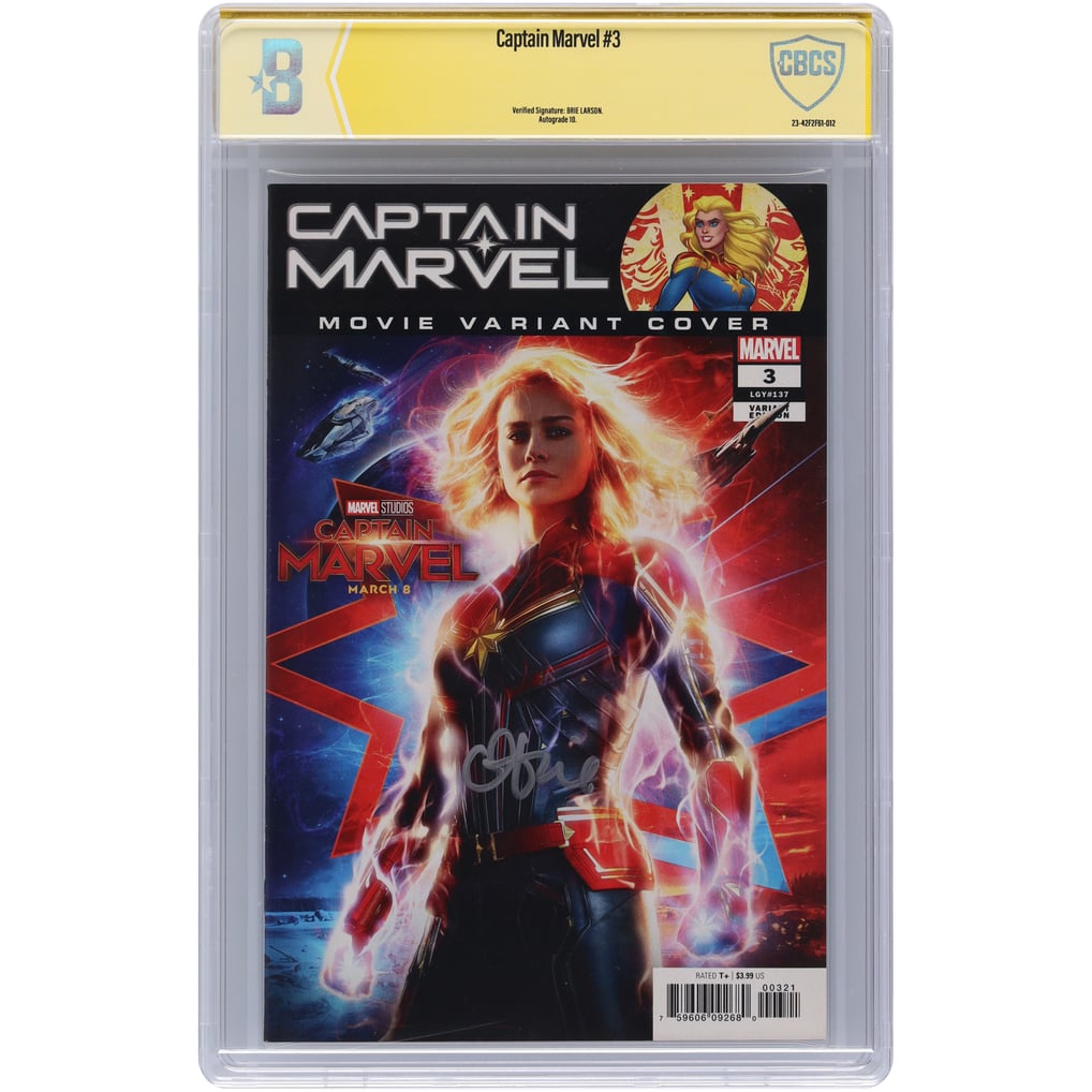 Brie Larson Captain Marvel Autographed Fanatics Authentic #3 Comic Book - Signed in Silver Ink - CBCS AUTO 10