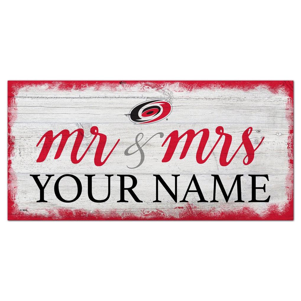 Carolina Hurricanes 6" x 12" Personalized Mr. & Mrs. Script Sign