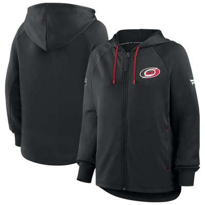 Carolina Hurricanes Fanatics Women's Authentic Pro Rink Raglan Full-Zip Hoodie - Black